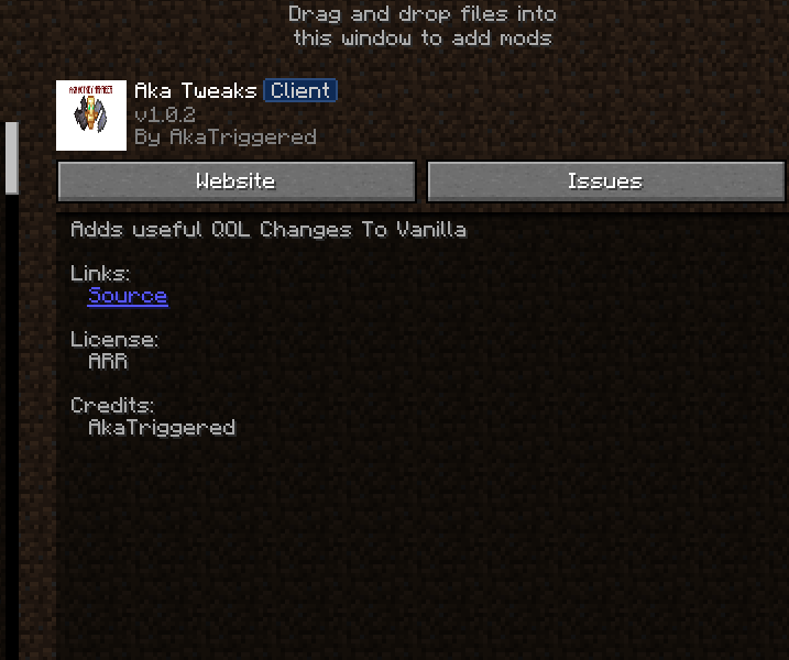 Minecraft Mod : Aka Tweaks 1
