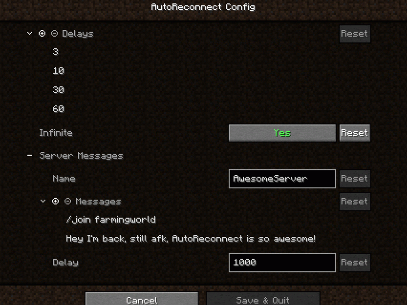 Minecraft Mod : AutoReconnect 3
