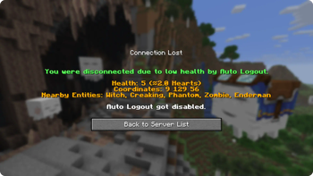 Minecraft Mod : Auto Logout 2