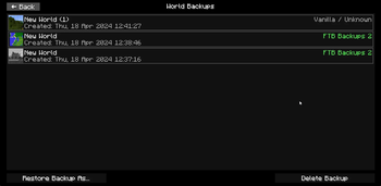 Minecraft Mod : Backup Manager 2